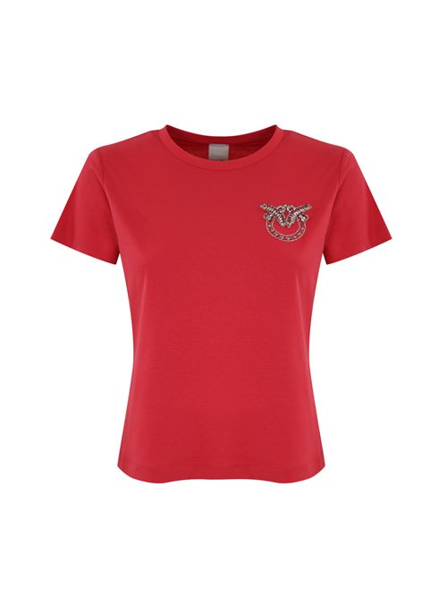 T-shirt con ricamo gioiello Nambrone in cotone rosso PINKO | 103320 A2G7O57